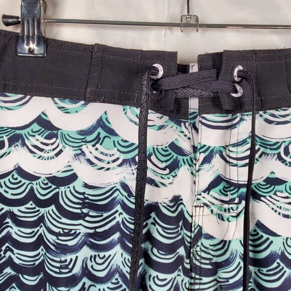 OP Board Shorts OPFLEX 4-Way Stretch Ocean Wave Swirls 1 Pocket Trunks Men Sz 34 - Picture 4 of 8